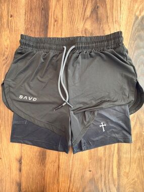 SAVD NWOT Women's Black Two-in-One Athletic Shorts